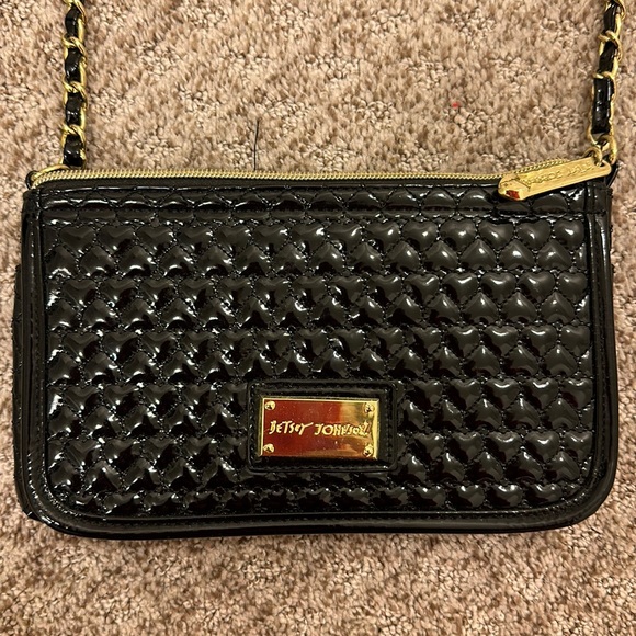 Betsey Johnson Satchel - Black with gold accents - Picture 1 of 4